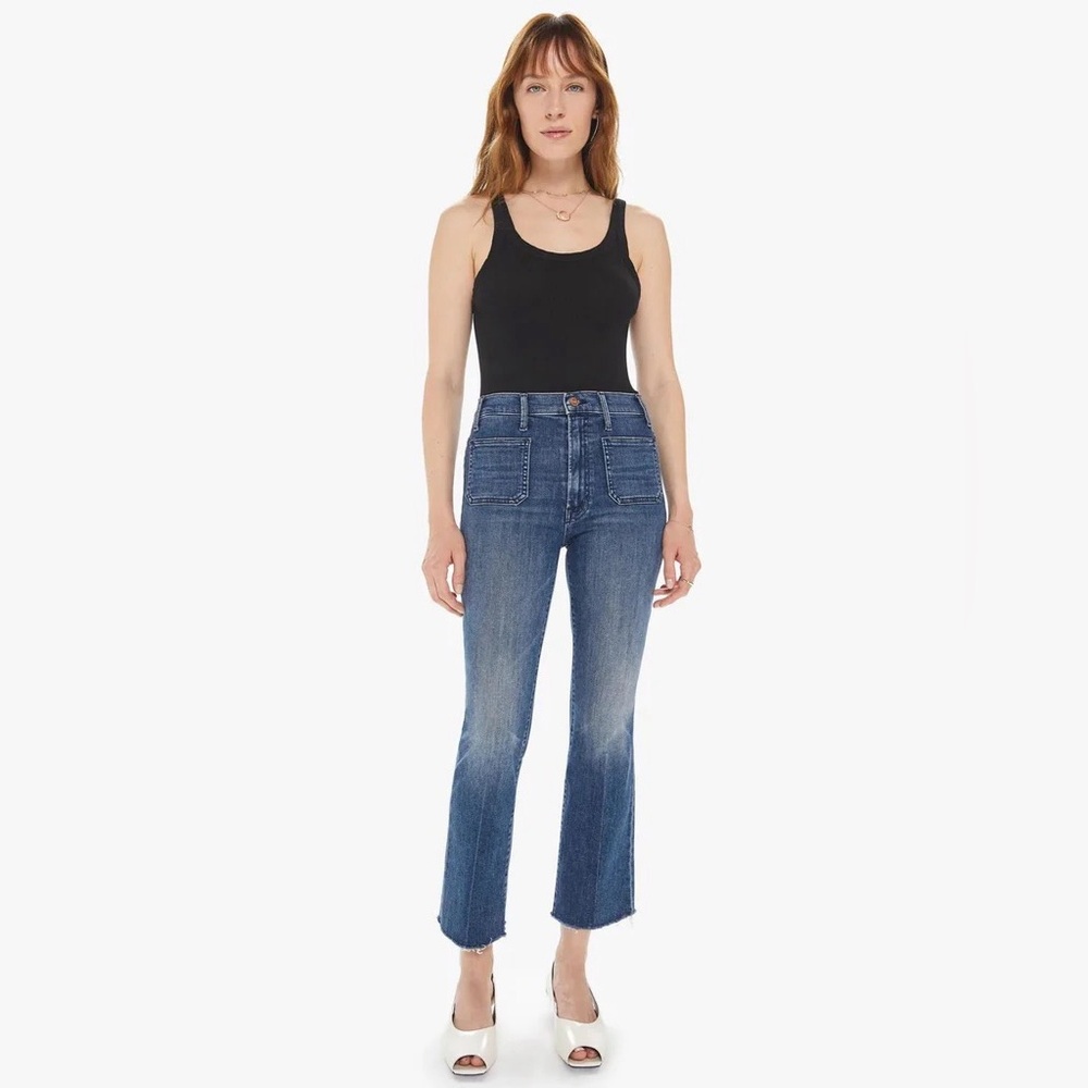 MOTHER Hustler Patch Pocket Ankle Fray in Out for the Evening